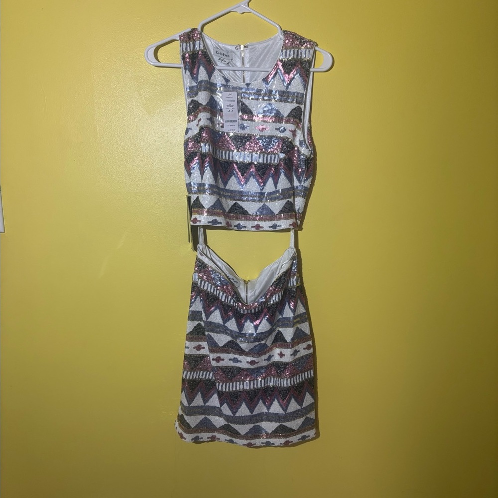 bebe Multicolor Sequin Dress